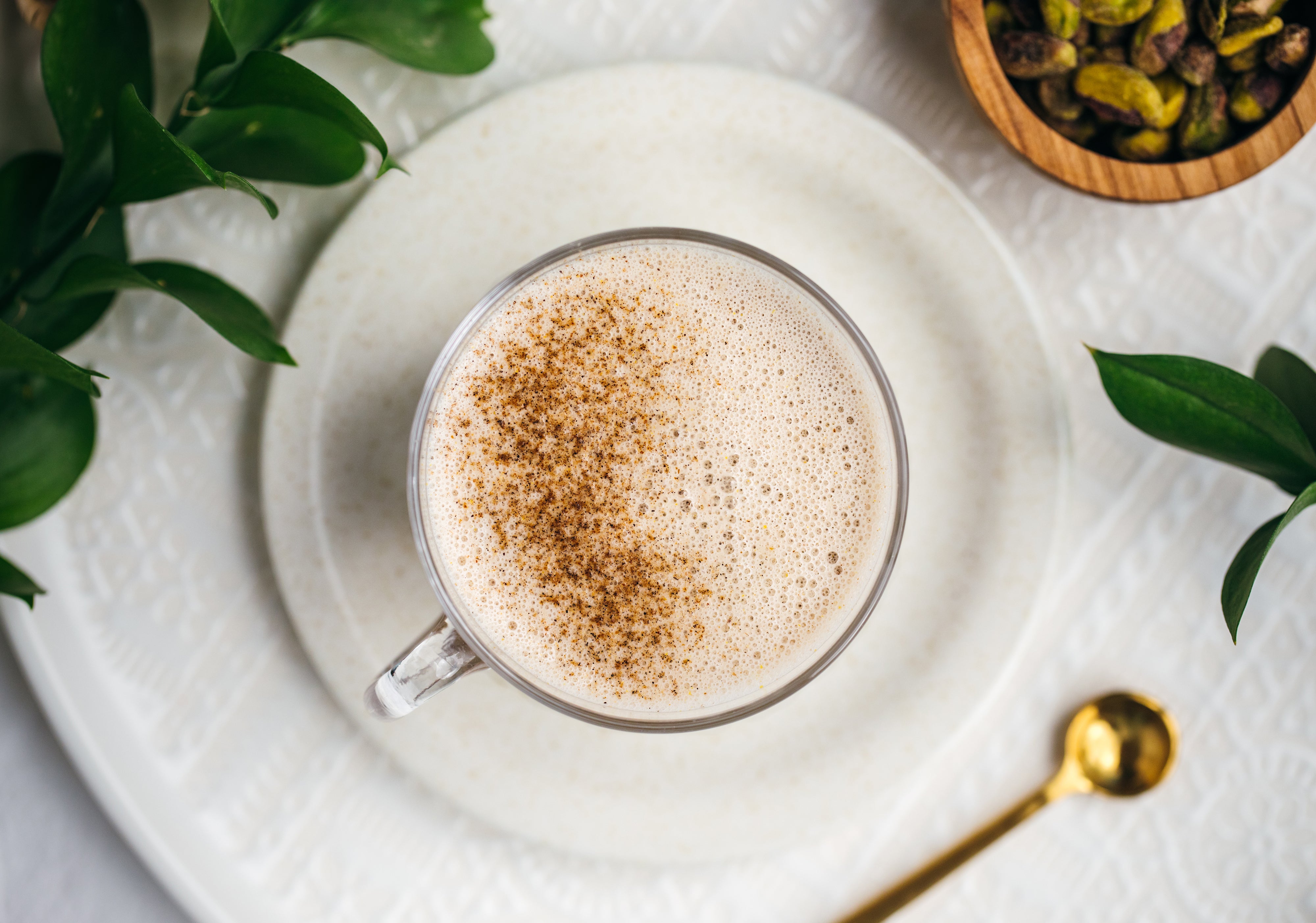 Fig-Date Milk with Cardamom and Pistachios