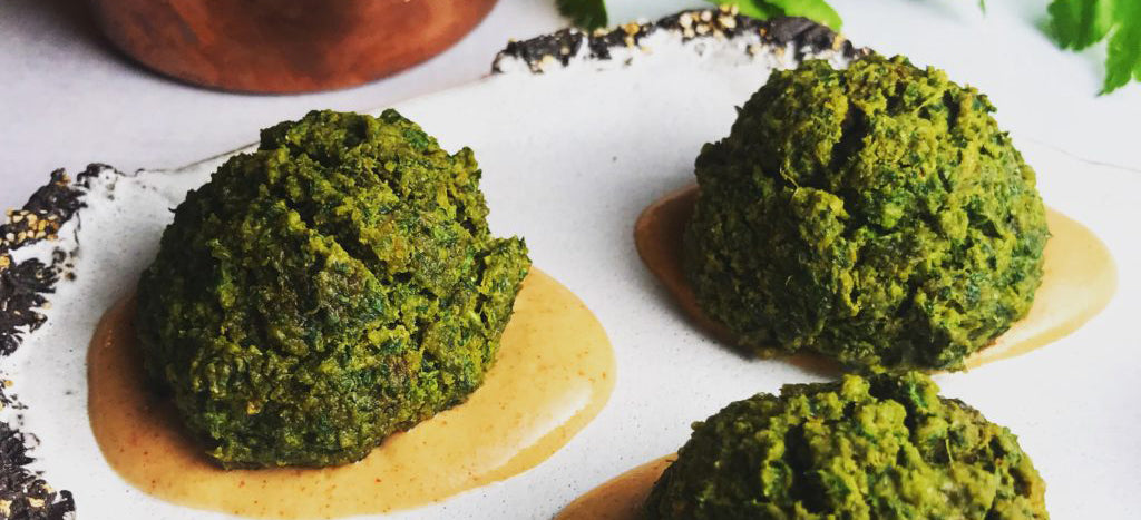 Baked Mung Bean Falafel with Smoky Tahini Sauce